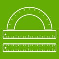 Ruler and protractor icon green Royalty Free Stock Photo