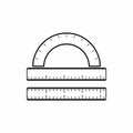 Ruler and protractor icon, simple style