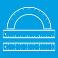 Ruler and protractor icon white Royalty Free Stock Photo