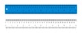 Ruler. Scale with inch and centimeter. Plastic blue ruler for measure of inch and cm. Tape with graphic meter for school, geometry