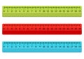 Ruler school flat centimeter. Scale inch rule millimeter plastic isolated illustration