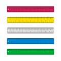 Ruler for school. Plastic ruler isolated on white background. Scale with of centimeter, millimeter metric. Measure rule with inch