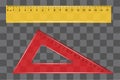 Ruler set square on transparent background vector Royalty Free Stock Photo