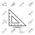 ruler, triangle icon. Simple thin line, outline vector element of Construction tools icons set for UI and UX, website or mobile Royalty Free Stock Photo