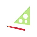 Ruler triangle and pencil. Vector isolated illustration Royalty Free Stock Photo