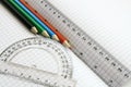 Rulers and color pencil Royalty Free Stock Photo