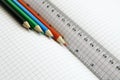 Rulers and color pencil Royalty Free Stock Photo