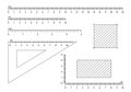 Rulers inch and metric rulers. Measuring tool. Centimeters and inches measuring cm metrics indicator. Vector