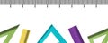 Beautiful banner with colored rulers, triangular straight with divisions. Departments for printing. School and office