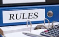 Rules binder on desk in the office Royalty Free Stock Photo