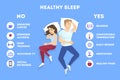 Rules of good healthy sleep at the night.