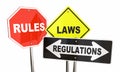 Rules Laws Regulations Stop Yield Road Signs Royalty Free Stock Photo