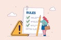 Rules and regulations concept. Policy and guideline for employee to follow, legal term, corporate compliance or laws