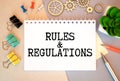 rules and regulations words on spring white note book Royalty Free Stock Photo