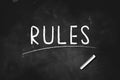 RULES  title written with chalk on blackboard icon logo design vector illustration Royalty Free Stock Photo