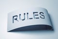 Rules Word Cut Out on White Paper with Shadow Royalty Free Stock Photo