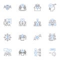 Ruling office line icons collection. Sovereignty, Autonomy, Domination, Command, Authority, Governance, Control vector