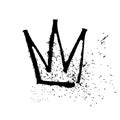 Ruling pen Crown. Texture strokes thick paint in the form of a crown isolated on white background with splashes. Black