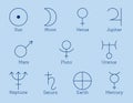 Ruling planets for zodiac signs in vector Royalty Free Stock Photo