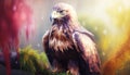 Ruling the Skies: A Close-up of a Majestic Eagle\'s Powerful Stare. Generative AI