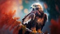 Ruling the Skies: A Close-up of a Majestic Eagle\'s Powerful Stare. Generative AI