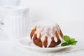 Rum baba cake on plate Royalty Free Stock Photo