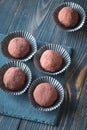 Rum balls on the black stone board Royalty Free Stock Photo