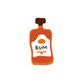 Rum bottle on white background. Cartoon sketch graphic design. Doodle style. Hand drawn image. Party drinks concept. Freehand Royalty Free Stock Photo