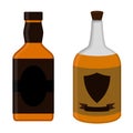 Rum bottles set. Alcohol drink flat style design. Vector illustr Royalty Free Stock Photo