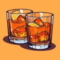 Rum cocktail in two glasses, simple vector icon Royalty Free Stock Photo