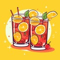Rum cocktail in two glasses, simple vector icon Royalty Free Stock Photo