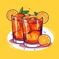 Rum cocktail in two glasses, simple vector icon Royalty Free Stock Photo