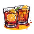 Rum cocktail in two glasses, simple vector icon Royalty Free Stock Photo