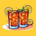 Rum cocktail in two glasses, simple vector icon Royalty Free Stock Photo