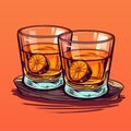 Rum cocktail in two glasses, simple vector icon Royalty Free Stock Photo