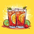 Rum cocktail in two glasses, simple vector icon Royalty Free Stock Photo