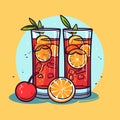 Rum cocktail in two glasses, simple vector icon Royalty Free Stock Photo