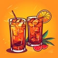 Rum cocktail in two glasses, simple vector icon Royalty Free Stock Photo