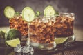 Rum and cola cocktail in glasses Royalty Free Stock Photo