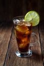 Rum and cola Cuba Libre drink with brown rum, cola, ice and lime Royalty Free Stock Photo