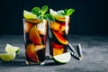 Rum and Cola Cuba Libre ice cold drink cocktail with lime and mint Royalty Free Stock Photo