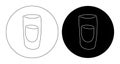 Rum glass in thin lines. Cartoon sketch graphic design. Doodle style. Black white hand drawn image. Party drink concept for Royalty Free Stock Photo