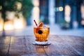 rum old fashioned on a table Royalty Free Stock Photo