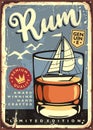 Rum sign with glass of drink and sail boat