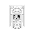 Rum vintage label design, premium exclusive strong drink badge estd 1963, alcohol industry monochrome emblem vector Royalty Free Stock Photo