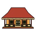 Rumah adat kebaya betawi, traditional house from jakarta indonesia, cartoon style vector illustration isolated on white