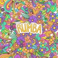 Rumba Zen Tangle. Doodle dance background with flowers. Royalty Free Stock Photo