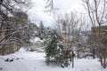 Rumeli Fortress, an old castle with a snow-covered view in winter, Istanbul, TÃÂ¼rkiye. Rumeli Castle with Fatih Sultan Mehmet Royalty Free Stock Photo