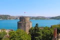 Rumeli hisari fortress and sea in Istanbul, Turkey Royalty Free Stock Photo