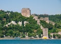 Rumelihisari (Rumeli Fortress) as seen from a ship cruise in Bosphorous. Istanbul, Turkey